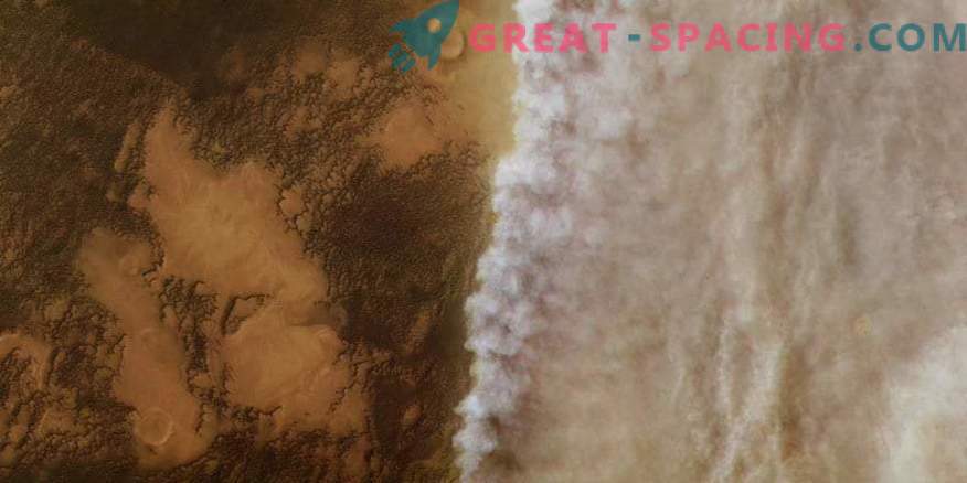 Fotogrāfijas no kosmosa: Marsa putekļu vētra