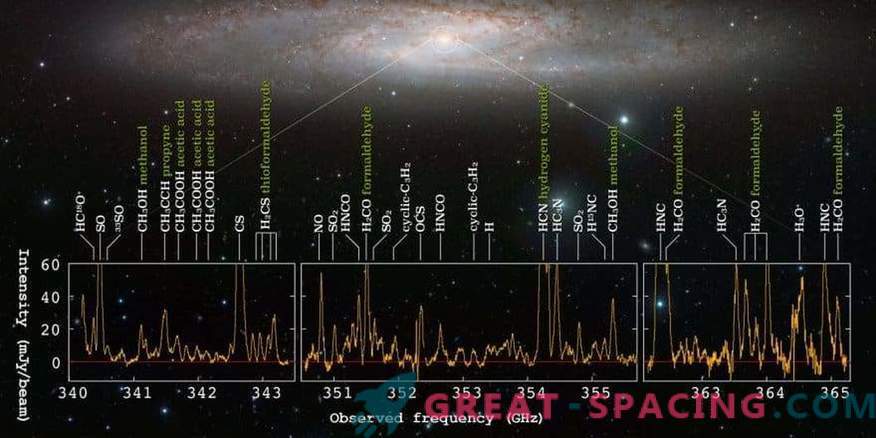 Zvaigžņu dzimšanas galaktika demonstrē molekulāro signālu jūru