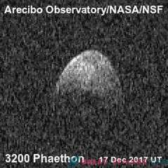 Arecibo radars saņem Phaeton attēlus
